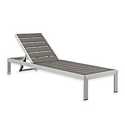 Modway Shore Outdoor Patio Synthetic Wood Chaise Sun Lounger in Silver/Grey