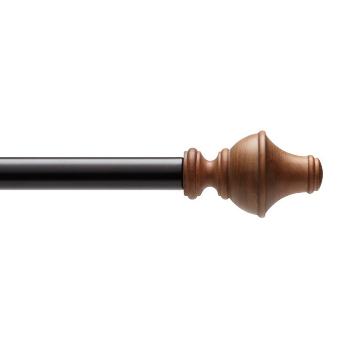 Umbra Wood Urn Adjustable Curtain Rod In Walnut Bed Bath Beyond
