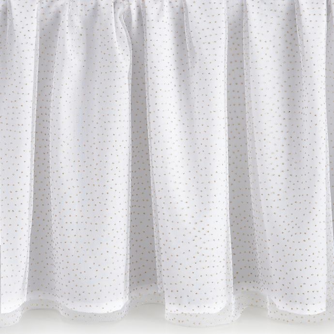 Levtex Baby Anika Polka Dot Tulle Crib Skirt In White Gold Bed