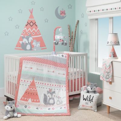 coral and teal crib bedding
