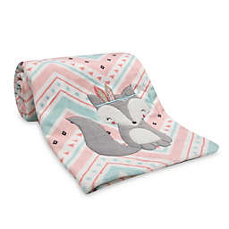 Lambs & Ivy® Little Spirit Chevron Fox Blanket in Coral/Teal