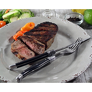 Laguiole&reg; by French Home 8-Piece Steak Knife and Fork Set in Black. View a larger version of this product image.