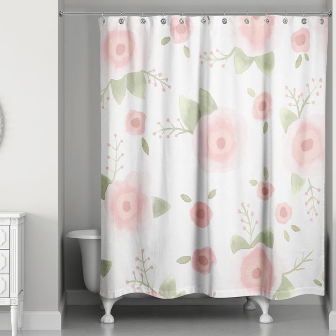 Designs Direct Spring Watercolor Florals 74-Inch Shower Curtain in Pink ...