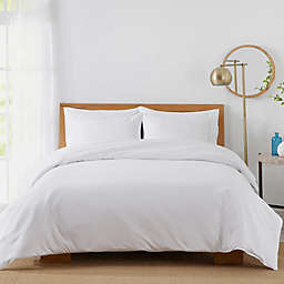 Solid 450-Thread-Count Cotton Sateen 3-Piece King Duvet Cover Set in White