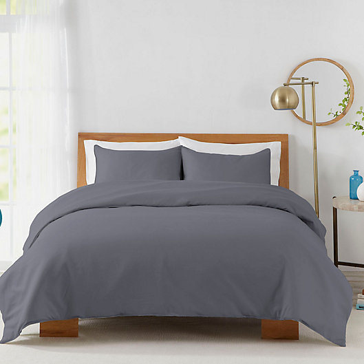 Alternate image 1 for Solid 450-Thread-Count Cotton Sateen 2-Piece Twin Duvet Cover Set in Blue