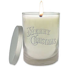 Carved Solutions Merry Christmas Unscented Soy Wax Candle in White
