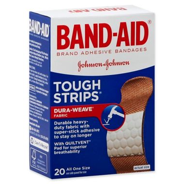 Johnson & Johnson&reg; Band-Aid&reg; 20-Count Tough-Strips Adhesive Bandages. View a larger version of this product image.