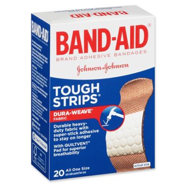 Johnson & Johnson&reg; Band-Aid&reg; 20-Count Tough-Strips Adhesive Bandages. View a larger version of this product image.