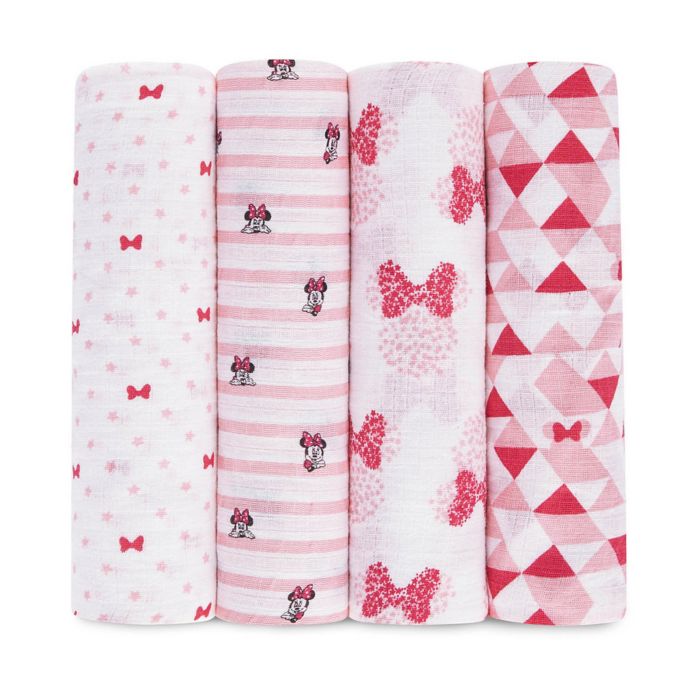 Aden Anais Essentials 4 Pack Disney Minnie Muslin Swaddle Blankets In Red White Bed Bath Beyond