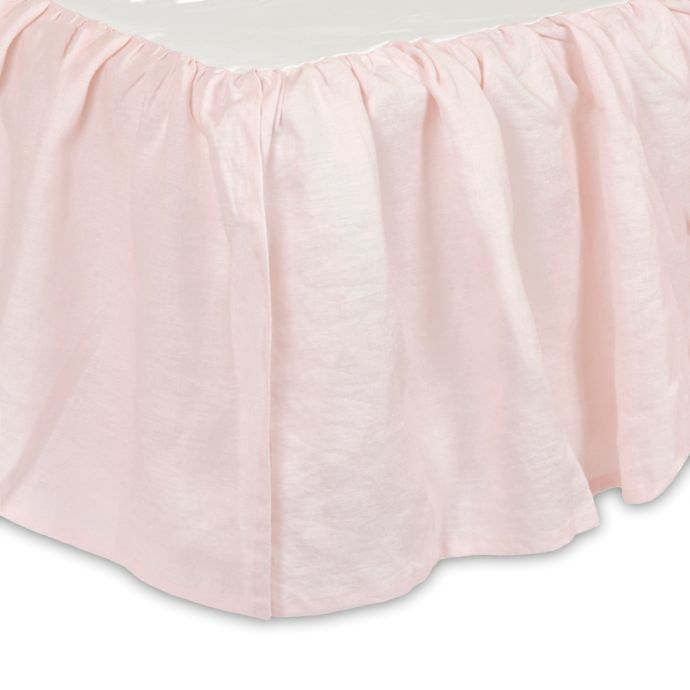 Just Born Keepsake Washed Linen Crib Skirt In Pink Bed Bath