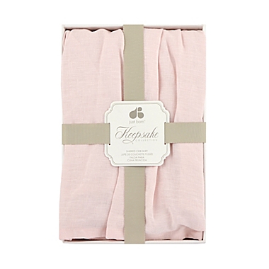 Just Born&reg; Keepsake Washed Linen Crib Skirt in Pink. View a larger version of this product image.
