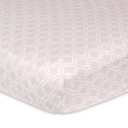 Just Born® Keepsake Washed Linen Trellis Printed Crib Sheet in Pink