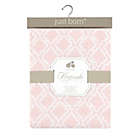 Alternate image 1 for Just Born&reg; Keepsake Washed Linen Trellis Printed Crib Sheet in Pink