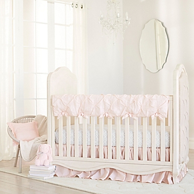 Just Born&reg; Keepsake Washed Linen Trellis Printed Crib Sheet in Pink. View a larger version of this product image.