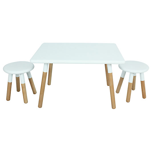Alternate image 1 for Kids 3-Piece Dipped Table and Stool Set in White