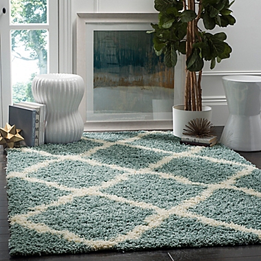 Safavieh Dallas 10-Foot x 14-Foot Shag Area Rug in Seafoam/ Ivory. View a larger version of this product image.