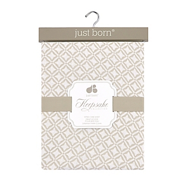 Just Born&reg; Keepsake Washed Linen Geo Star Crib Sheet in Flax. View a larger version of this product image.