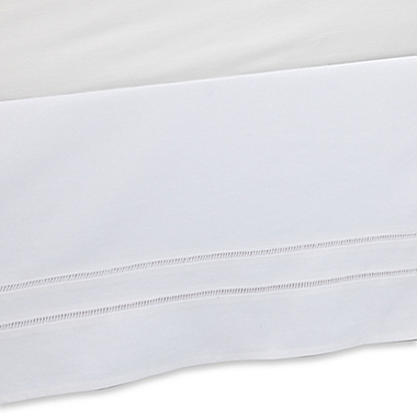 LinenWeave Hemstitch Twin Bed Skirt in White. View a larger version of this product image.