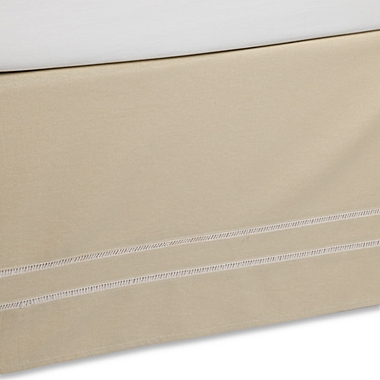 LinenWeave Hemstitch Twin Bed Skirt in Stone. View a larger version of this product image.