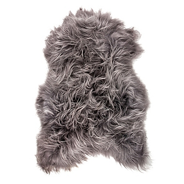 Natural 100% Icelandic Long-Hair Sheepskin 2-Foot x 3-Foot Accent Rug in Grey. View a larger version of this product image.