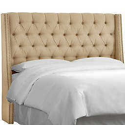 Skyline Furniture Zoe California King Linen Upholstered Wingback Headboard in Sandstone