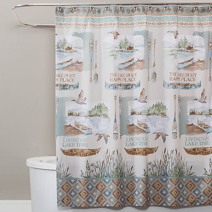 lake words shower curtain