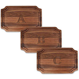 Cutting Board Company 15-Inch x 24-Inch Scalloped Wood Block Letter Monogram Carving Board in Walnut