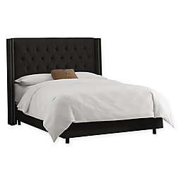 Drexel Button Tufted Upholstered Queen Bed in Black