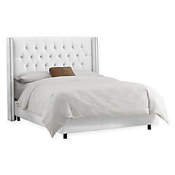 Drexel Button Tufted Upholstered Queen Bed in White