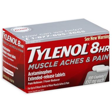 Tylenol&reg; 100-Count 8HR Muscle Aches & Pain Extended-Release Caplets. View a larger version of this product image.