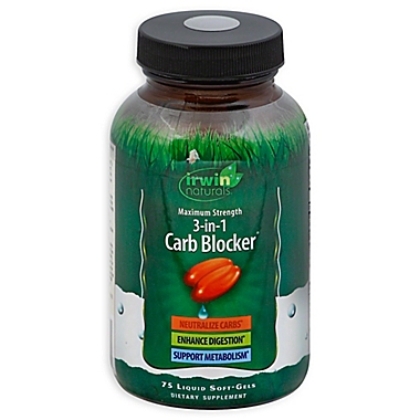 Irwin Naturals&reg; 75-Count Maximum Strength 3-in-1 Carb Blocker Liquid Softgels. View a larger version of this product image.