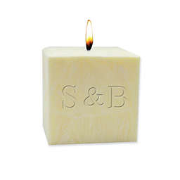 Carved Solutions Eco-Luxury Pure Aromatherapy Ampersand Initials Palm Wax Pillar Candle in Champagne
