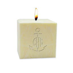 Carved Solutions Eco-Luxury Pure Aromatherapy Anchor Circle Monogram Palm Wax Candle in Champagne