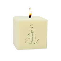 Carved Solutions Eco-Luxury Unscented Anchor Circle Monogram Soy Wax Pillar Candle