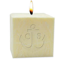 Carved Solutions Eco-Luxury Pure Aromatherapy Anchor Monogram 4-Inch Palm Wax Candle in Champagne
