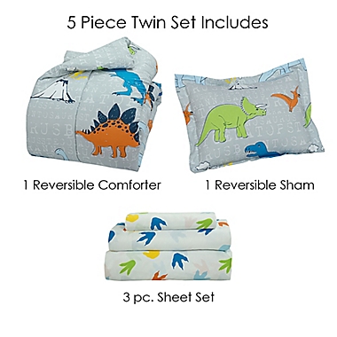 Kidz Mix Dinosaur Volcano Walk 7-Piece Reversible Full Comforter Set. View a larger version of this product image.