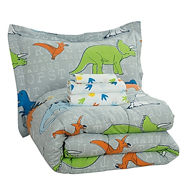 Kidz Mix Dinosaur Volcano Walk 5-Piece Reversible Twin Comforter Set. View a larger version of this product image.