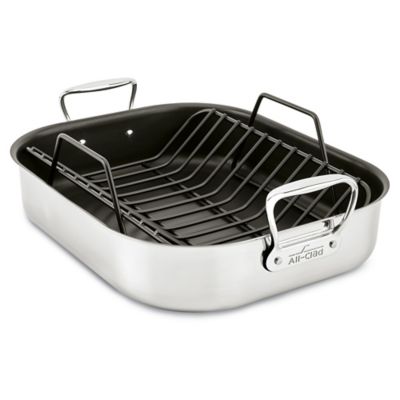 All-Clad&reg;Nonstick 16-Inch x 13-Inch Stainless Steel Roaster with Rack