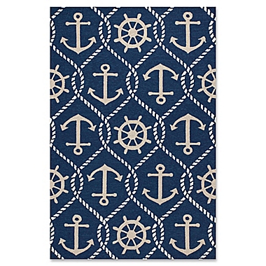 KAS Harbor Marina Indoor/Outdoor Area Rug in Navy. View a larger version of this product image.