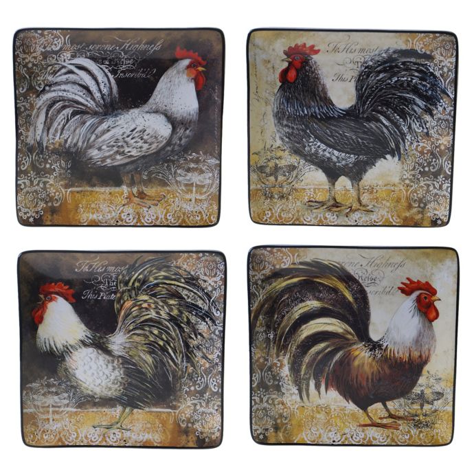 Certified International Vintage Rooster Dinner Plates (Set of 4) Bed