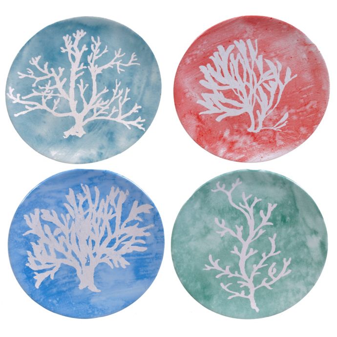 coral party plates