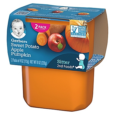 Gerber&reg; 2-Pack 2nd Foods&reg; Sweet Potato, Apple, and Pumpkin Veggies First&trade; Baby Food. View a larger version of this product image.