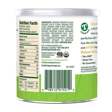 Sprout&reg; 1.48 oz. White Cheddar Organic Curlz&trade; Baked Toddler Snack. View a larger version of this product image.