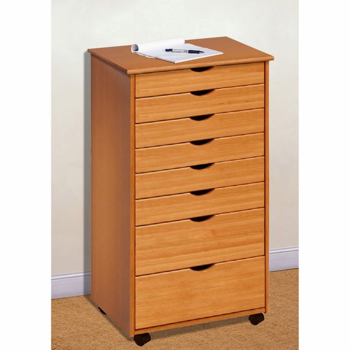 Adeptus 8 Drawer Wide Roller Cart In Pine Bed Bath And Beyond Canada