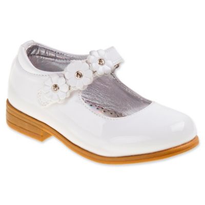 white patent leather baby shoes