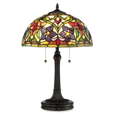 Quoizel&reg; Violets 2-Light Table Lamp in Vintage Bronze with Glass Shade