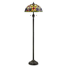 Quoizel® Violets 2-Light Floor Lamp in Vintage Bronze with Glass Shade