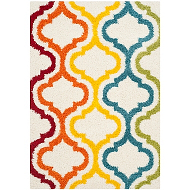 Safavieh Kids&reg; Border Trellis Shag Rug in Ivory/Multi. View a larger version of this product image.