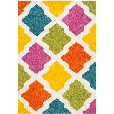 Safavieh Kids&reg; Diamonds Shag Rug in Ivory/Multi. View a larger version of this product image.