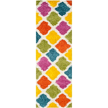 Safavieh Kids&reg; Diamonds 2-Foot 3-Inch x 7-Foot Shag Runner in Ivory/Multi. View a larger version of this product image.